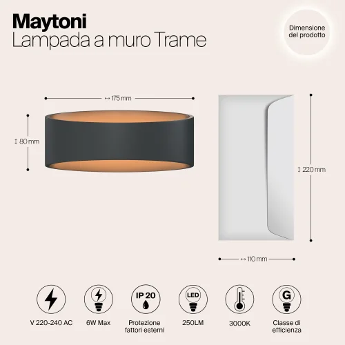 Бра LED Trame C806WL-L5B Maytoni чёрный на 1 лампу, основание чёрное в стиле современный фото 4