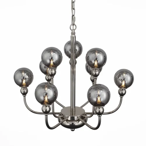 Светильник подвесной лофт Funhi SL552.103.09 St-Luce прозрачный серый 9 ламп, основание никель в стиле лофт  фото 2