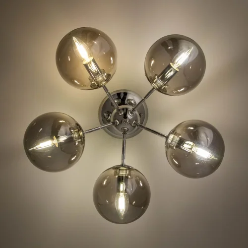 Люстра потолочная Томми CL102150 Citilux серая на 5 ламп, основание хром в стиле современный шар фото 3