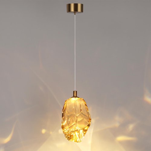 Светильник подвесной LED Gemme 7111/4LA Odeon Light янтарный на 1 лампу, основание бронзовое в стиле современный классический выдувное фото 5