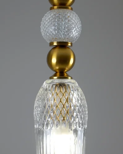 Светильник подвесной Glassy V10908-P Moderli прозрачный 1 лампа, основание золотое в стиле современный выдувное фото 4