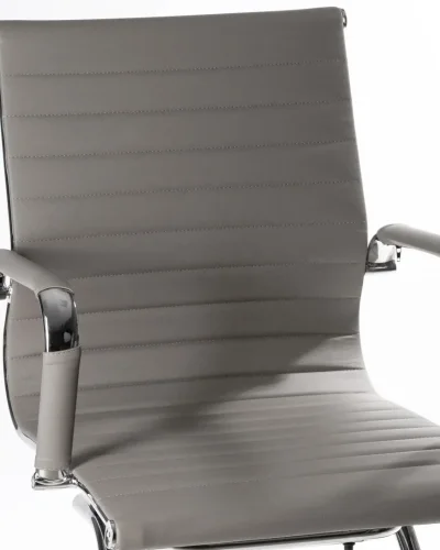 Офисное кресло для посетителей 102N-LMR CODY, цвет сиденья серый Dobrin, серый/экокожа, ножки/металл/хром, размеры - ****535*600 фото 7