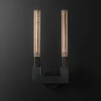 Бра RH CANNELLE wall lamp DOUBLE Sconces Black 147874-22 ImperiumLoft прозрачный 2 лампы, основание чёрное в стиле лофт современный 