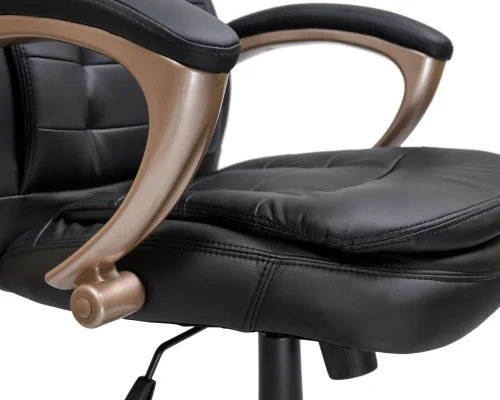 Офисное кресло для руководителей 106B-LMR DONALD, цвет чёрный Dobrin, чёрный/экокожа, ножки/металл/бежевый, размеры - 1030*1110***720*720 фото 8