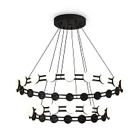 Люстра подвесная LED Collar FR6180PL-L70B Freya белая на 1 лампу, основание чёрное в стиле современный хай-тек 
