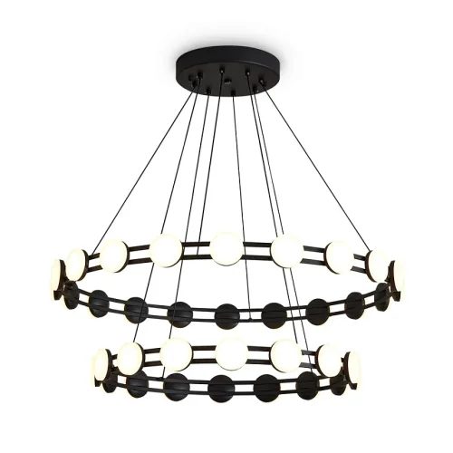 Люстра подвесная LED Collar FR6180PL-L70B Freya белая на 1 лампу, основание чёрное в стиле современный хай-тек 