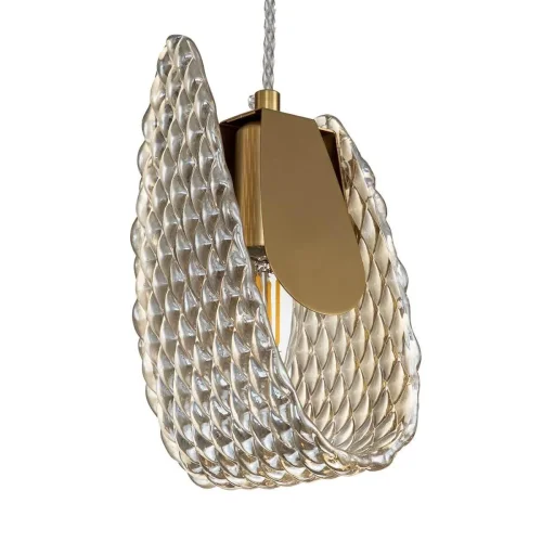 Светильник подвесной Fless V000343 Indigo янтарный 1 лампа, основание бронзовое в стиле современный  фото 2