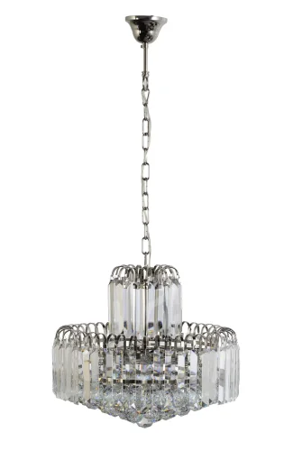 Люстра хрустальная подвесная Ovada E 1.5.40.100 N Arti Lampadari прозрачная на 6 ламп, основание никель в стиле классика 