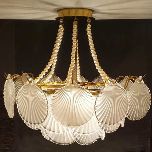 Люстра потолочная Hesperia LSP-8835 Lussole белая на 6 ламп, основание золотое в стиле современный  фото 12