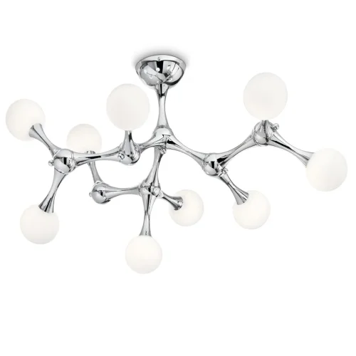 Люстра потолочная NODINO PL9 BIANCO Ideal Lux белая на 9 ламп, основание белое в стиле современный шар