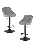 Стул барный набор 2 шт. SET-2 5007_BlackBase-LM LOGAN BLACK, цвет сиденья серый (MJ9-75), цвет основания черный Dobrin, /велюр, ножки/металл/чёрный, размеры - 840*1060***455*480 Стул барный набор 2 шт. SET-2 5007_BlackBase-LM LOGAN BLACK, цвет сиденья серый (MJ9-75), цвет основания черный Dobrin, /велюр, ножки/металл/чёрный, размеры - 840*1060***455*480
