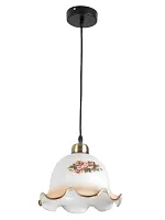 Светильник подвесной Caren TL4311D-01AB Toplight белый на 1 лампу, основание чёрное в стиле кантри выдувное