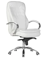 Офисное кресло для руководителей 108F-LMR LYNDON, цвет сиденья белый Dobrin, белый/экокожа, ножки/металл/хром, размеры - 1150*1200***670*670