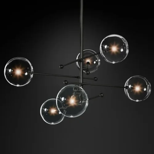 Светильник подвесной ImperiumLoft Globe Mobile 6 black KG0835P-6 black 109508-30 ImperiumLoft прозрачный на 6 ламп, основание чёрное в стиле современный фото 3