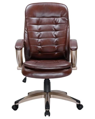Офисное кресло для руководителей 106B-LMR DONALD, цвет коричневый Dobrin, коричневый/экокожа, ножки/металл/бежевый, размеры - 1030*1110***720*720 фото 6