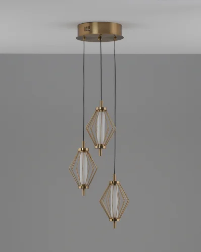 Светильник подвесной LED Eloise V11358-PL Moderli белый золотой на 3 лампы, основание золотое в стиле современный каскад фото 2