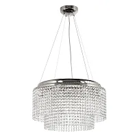 Люстра хрустальная подвесная Milano E 1.5.D50.501 N Arti Lampadari прозрачная без плафона на 8 ламп, основание никель в стиле классический 
