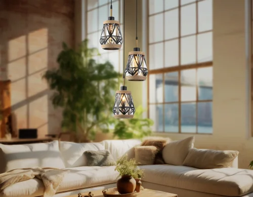Светильник подвесной TR8522 Ambrella light янтарный на 3 лампы, основание чёрное в стиле лофт каскад фото 5