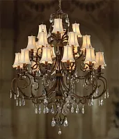 Люстра подвесная  BLISS L54900.24 L'ARTE LUCE бежевая на 24 лампы, основание коричневое в стиле классический 