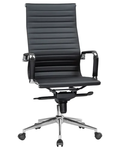 Офисное кресло для руководителей 101F-LMR CLARK, цвет чёрный Dobrin, чёрный/экокожа, ножки/металл/хром, размеры - 1090*1150***680*680