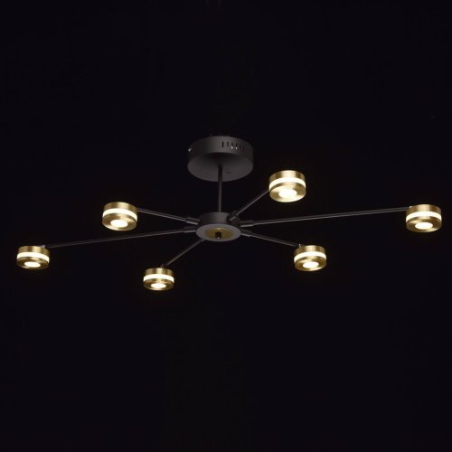 Люстра потолочная LED Гэлэкси 632015206 DeMarkt золотая на 6 ламп, основание чёрное в стиле хай-тек  фото 3