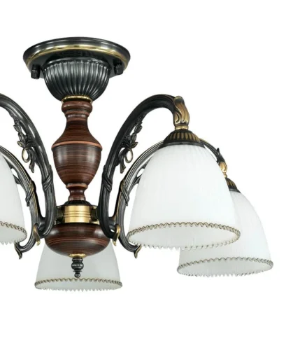Люстра потолочная PL 3800/5 Reccagni Angelo белая на 5 ламп, основание бронзовое в стиле классический  фото 2