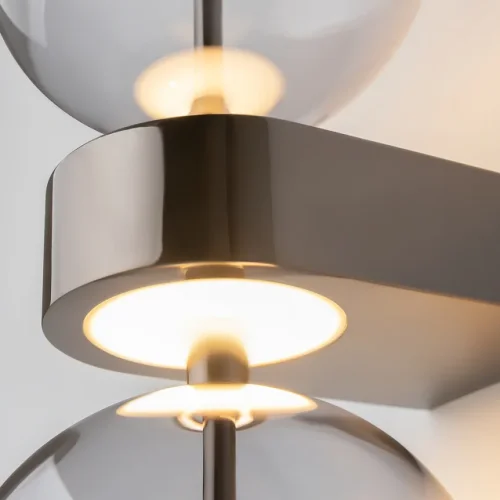 Бра LED Double MOD478WL-L8B3K Maytoni дымчатый на 1 лампу, основание чёрное в стиле современный шар фото 5