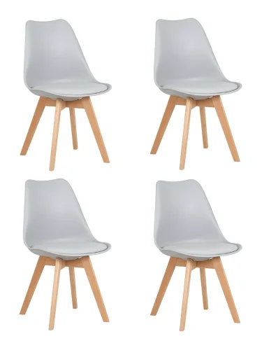 Стул обеденный набор 4 шт. SET-4 635PP-LMZL JERRY SOFT, цвет сиденья светло-серый (GR-01), цвет основания светлый бук Dobrin, /полимер, ножки/дерево/светлый бук, размеры - *830***490*540 Стул обеденный набор 4 шт. SET-4 635PP-LMZL JERRY SOFT, цвет сиденья светло-серый (GR-01), цвет основания светлый бук Dobrin, /полимер, ножки/дерево/светлый бук, размеры - *830***490*540