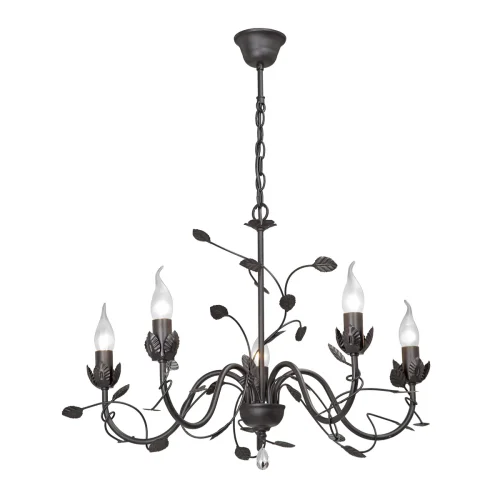 Люстра подвесная V1661-1/5 Vitaluce без плафона на 5 ламп, основание чёрное в стиле флористика 