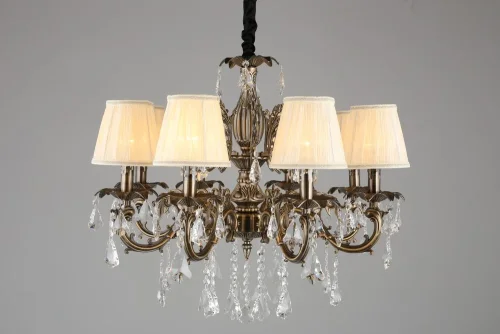 Люстра подвесная Catanzaro OML-30813-08 Omnilux бежевая на 8 ламп, основание бронзовое в стиле классический фото 6