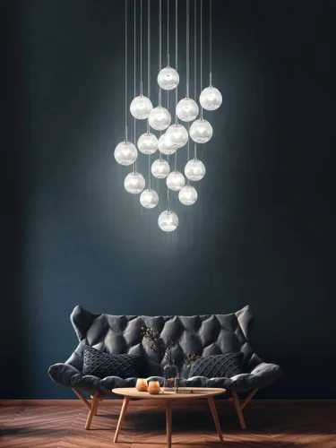 Люстра каскадная LED Montefio 2 39547 Eglo прозрачная на 17 ламп, основание хром в стиле современный каскад фото 2