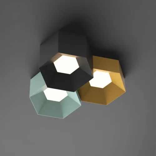 Светильник потолочный HEXAGON A 101669-26 ImperiumLoft зелёный на 3 лампы, основание зелёное в стиле современный фото 18