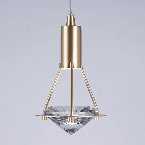 Светильник подвесной LED Ауксис 722012405 DeMarkt прозрачный 5 ламп, основание золотое в стиле хай-тек каскад фото 4