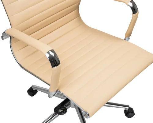 Офисное кресло для руководителей 101F-LMR CLARK, цвет бежевый Dobrin, бежевый/экокожа, ножки/металл/хром, размеры - 1090*1150***680*680 фото 9