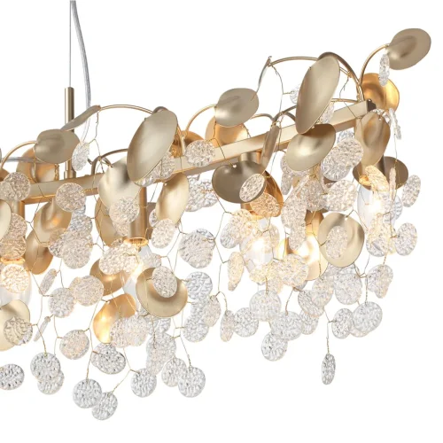 Люстра подвесная Coins 5104/8A Odeon Light прозрачная на 8 ламп, основание золотое в стиле современный флористика ветви фото 5