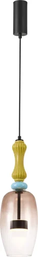 Светильник подвесной LED Dolci 4463-1P Favourite разноцветный янтарный на 1 лампу, основание чёрное в стиле современный 