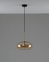 Светильник подвесной Laura V11529-1P Moderli янтарный на 1 лампу, основание чёрное в стиле современный лофт 