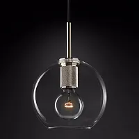 Светильник подвесной RH Utilitaire Globe Pendant Silver 123653-22 ImperiumLoft прозрачный 1 лампа, основание никель в стиле лофт 