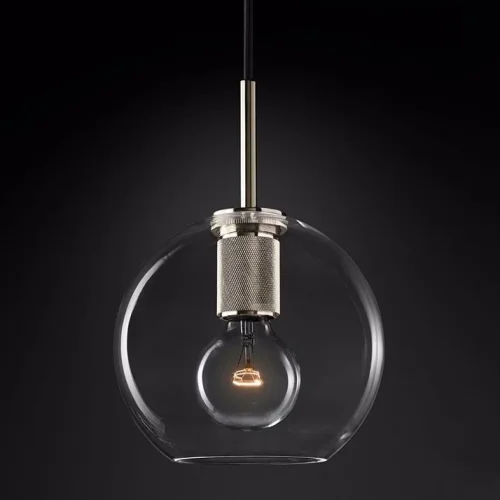 Светильник подвесной RH Utilitaire Globe Pendant Silver 123653-22 ImperiumLoft прозрачный 1 лампа, основание никель в стиле лофт 