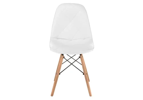 Деревянный стул Kvadro 1 white / wood 15365 Woodville, белый/экокожа, ножки/массив бука/натуральный, размеры - ****440*510 фото 2