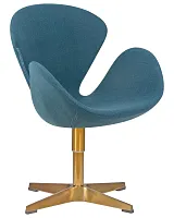 Кресло дизайнерское  69A-LMO SWAN, цвет сиденья синий (IF6), цвет основания золото Dobrin, синий/ткань, ножки/металл/золотой, размеры - ****710*600