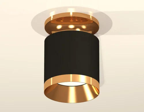 Светильник накладной XS7402101 Ambrella light чёрный 1 лампа, основание золотое в стиле хай-тек современный круглый фото 3