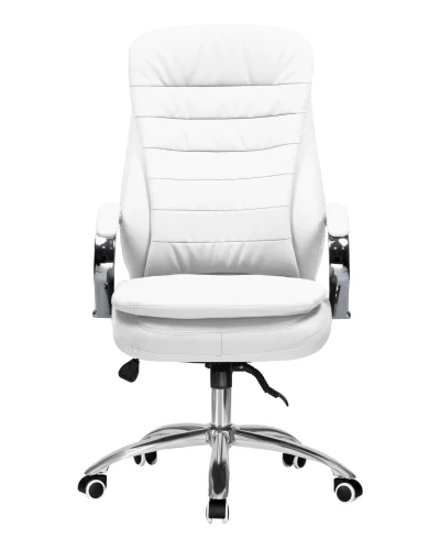 Офисное кресло для руководителей DOBRIN LYNDON (белый) цвет сиденья белый, цвет основания хромированная сталь Dobrin, белый/экокожа, ножки/металл/, размеры - 1100*1170**** фото 6
