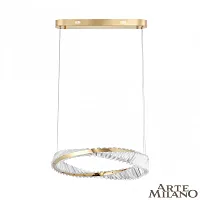 Люстра подвесная LED с пультом AM-Venezia 318311/D600 GD Arte Milano прозрачная на 1 лампу, основание золотое в стиле современный кольца с пультом
