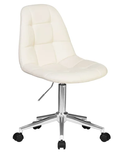 Офисное кресло набор 2 шт. SET-2 9800-LM MONTY, цвет кремовый Dobrin, /экокожа, ножки/металл/хром, размеры - 820*930***620*620 фото 3