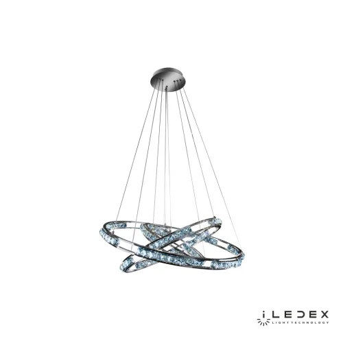 Люстра подвесная LED с пультом Crystal 16364/800+600+400 CR iLedex хром на 1 лампу, основание хром в стиле хай-тек современный с пультом кольца фото 3