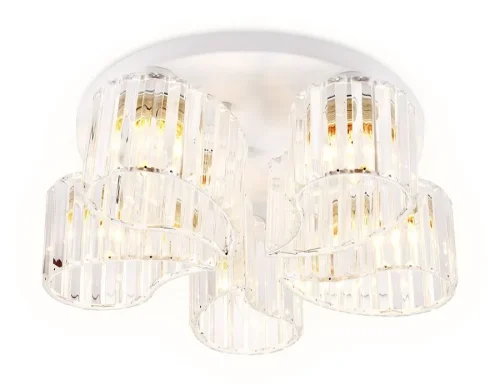 Люстра потолочная TR5201 Ambrella light прозрачная на 5 ламп, основание белое в стиле современный 