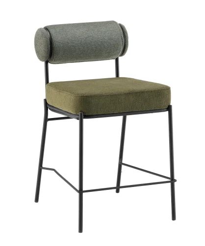 Стул полубарный Ponpoun, зелёный УТ000040469 Stool Group, зелёный/шенилл, ножки/металл/чёрный, размеры - *910***520*635