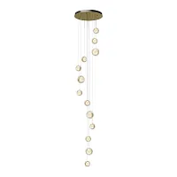 Люстра каскадная LED Pharao MOD361PL-L58BS3K Maytoni прозрачная на 1 лампу, основание латунь в стиле современный хай-тек каскад шар