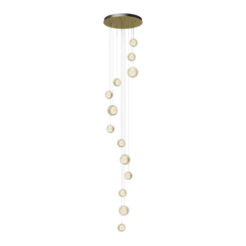Люстра каскадная LED Pharao MOD361PL-L58BS3K Maytoni прозрачная на 1 лампу, основание латунь в стиле хай-тек современный каскад шар